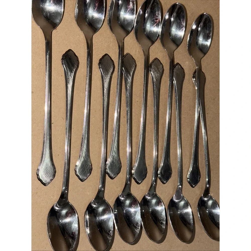 Set Of 12 Iced Teaspoons Oneida Summer Mist Autumn Glow Rogers Stainless 7 5/8
